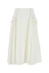 Bottega Veneta Flared High Waist Skirt With Metal Button In White