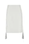Bottega Veneta Leather Skirt With Tassel And Side Split In White