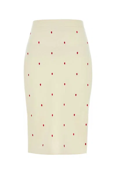 Bottega Veneta Cotton Blend Skirt Featuring Dotted Pattern In Neutral