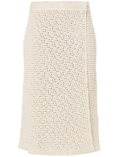 Bottega Veneta Crochet Skirt In White