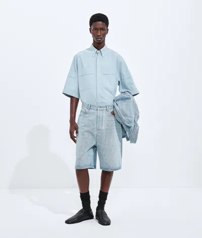 Bottega Veneta Bottega  Veneta Sky Bleached Wide Leg Denim Shorts In Blue