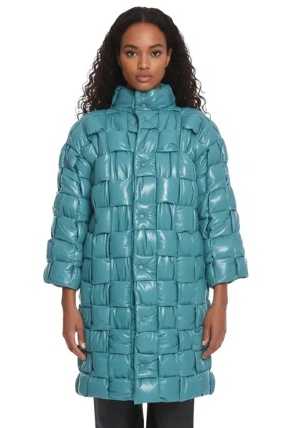 Bottega Veneta Sky Blue Quilted Mock Collar Jacket