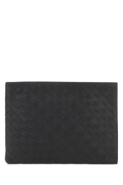 Bottega Veneta Slate Leather Intrecciato Pouch In Ardesia