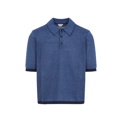 Bottega Veneta Sleek Linen Polo For Men In Navy