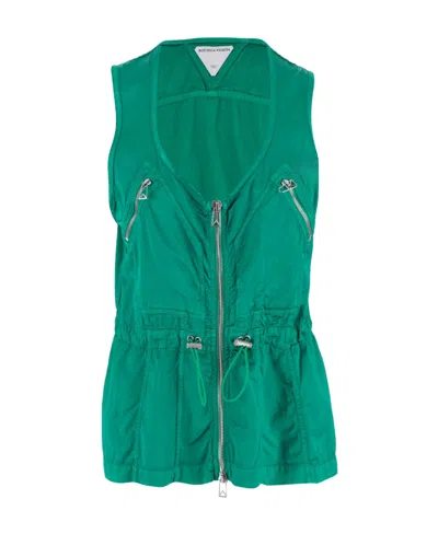 Bottega Veneta Sleeveless Drawstring-waist Blouse In Green