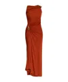 Bottega Veneta Hardware-gathered Jersey Maxi Dress In Burgundy