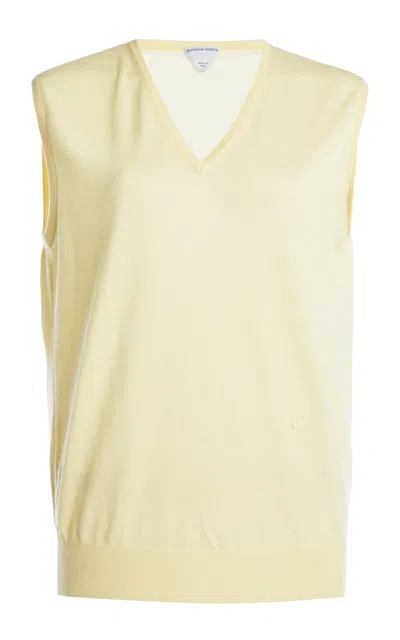 Bottega Veneta Sleeveless Knit Cashmere Top In Yellow