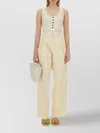 Bottega Veneta Sleeveless Scoop Neck Ribbed Top With Buttons In Neutral