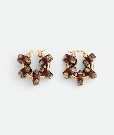 Bottega Veneta Slice Glass Ohrringe In Burnt Orange/off White
