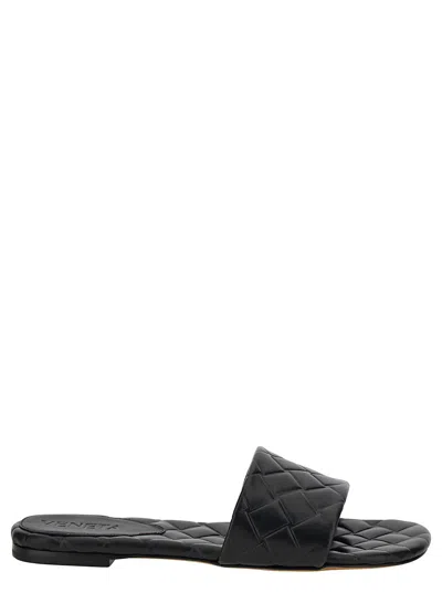 BOTTEGA VENETA BOTTEGA VENETA 'SLIDE AMY' BLACK SANDALS WITH INTRECCIO MOTIF IN LEATHER WOMAN