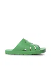Bottega Veneta Slides In Black Rubber In Green
