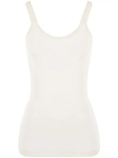 Bottega Veneta White Light Cotton Tank Top In Beige