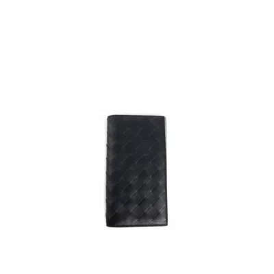 Bottega Veneta Slim Long Intrecciato Wallet Men In Blue