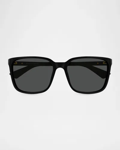 Bottega Veneta Slim Ribbon 57mm Square Sunglasses In Black