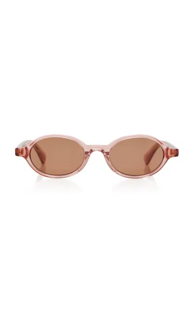 Bottega Veneta Slim Ribbon Acetate Sunglasses In Red-red-red
