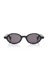 Bottega Veneta Slim Ribbon Acetate Sunglasses In Purple