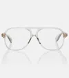 Bottega Veneta Slim Ribbon Aviator Glasses In White