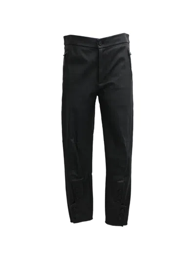 Pre-owned Bottega Veneta Slim-fit Leather Trousers In 黑色