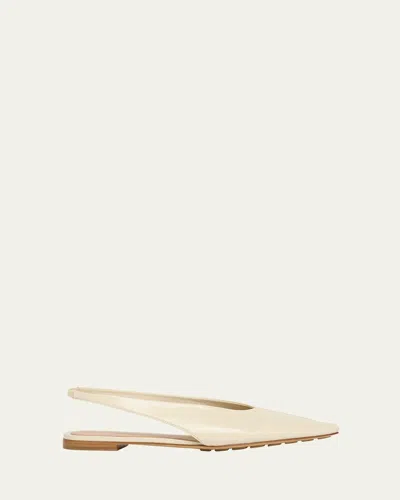 Bottega Veneta Sofia Leather Slingback Point-toe Flats In Beige