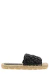 Bottega Veneta Black Leather Intrecciato Sandals In Black