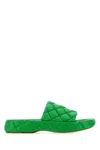 Bottega Veneta Padded Leather Flat Sandals In Green