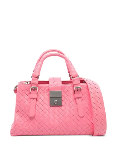 Pre-owned Bottega Veneta Small 2010s Roman Intrecciato Tote Bag In Pink