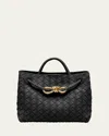 Bottega Veneta Womens Fondant-m Brass-fond Andiamo Long Intrecciato-weave Leather Clutch In Black Muse Brass