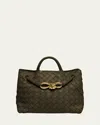 Bottega Veneta Small Andiamo Leather Top Handle Bag In Khaki