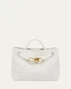 Bottega Veneta Small Andiamo Bag In White Brass