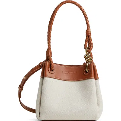 Bottega Veneta Parachute Small Canvas Shoulder Bag In Natural Light Wood