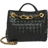 Bottega Veneta Small Andiamo Chain Leather Shoulder Bag In Black