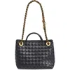 Bottega Veneta Black Intrecciato Leather Two-way Handbag In 4212 Shadow N-m Brass