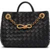 Bottega Veneta Small Andiamo Chain Leather Shoulder Bag In Black