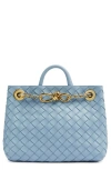 Bottega Veneta Small Andiamo Chain Leather Shoulder Bag In Ice/brass