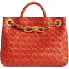 Bottega Veneta Small Andiamo Chain Leather Shoulder Bag In Orange-brass