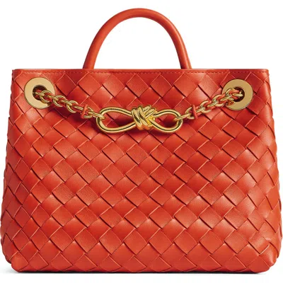Bottega Veneta Small Andiamo Chain Leather Shoulder Bag In Orange