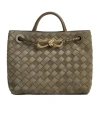 Bottega Veneta Andiamo Intrecciato Small Suede Tote Bag In Green