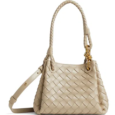 Bottega Veneta Small Andiamo Intrecciato Leather Crossbody Bag In 9614 Ecru-muse Brass