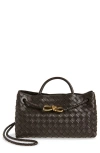 Bottega Veneta Small Andiamo Intrecciato Leather Shoulder Bag In Black
