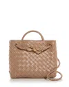 Bottega Veneta Small Andiamo Intrecciato Leather Top Handle Bag In Nude