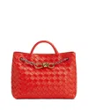 Bottega Veneta Small Andiamo Intrecciato Leather Top Handle Bag In Red