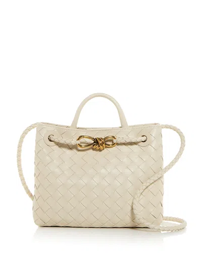 Bottega Veneta Small Andiamo Intrecciato Shoulder Bag In 9211 Sea Salt-m B-sea Sa
