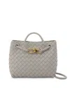 Bottega Veneta Andiamo Intrecciato Small Leather Tote Bag In Sterling/brass