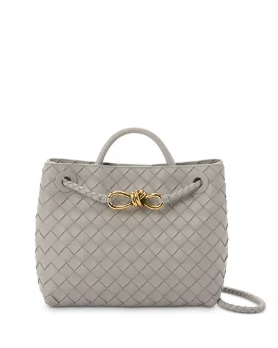 Bottega Veneta Andiamo Intrecciato Small Leather Tote Bag In Grey