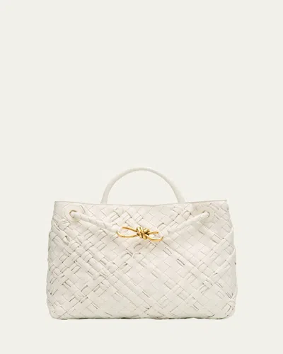 Bottega Veneta Small Andiamo Intrecciato Leather Top-handle Bag In Neutral