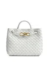 Bottega Veneta Small Andiamo Intrecciato Leather Top-handle Bag In White