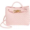 Bottega Veneta Small Andiamo Intrecciato Shoulder Bag In 6863 Rose-muse Brass-rose