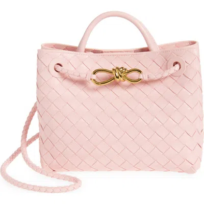 Bottega Veneta Small Andiamo Intrecciato Shoulder Bag In 6863 Rose-muse Brass-rose