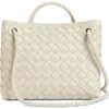 Bottega Veneta Small Andiamo Intrecciato Shoulder Bag In 9211 Sea Salt-m B-sea Sa