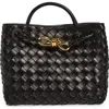 Bottega Veneta Small Andiamo Intrecciato Shoulder Bag In Black Brass/black